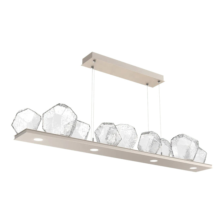 Gem Linear Chandelier by Hammerton Studio in Beige Silver with Clear glass (Medium)