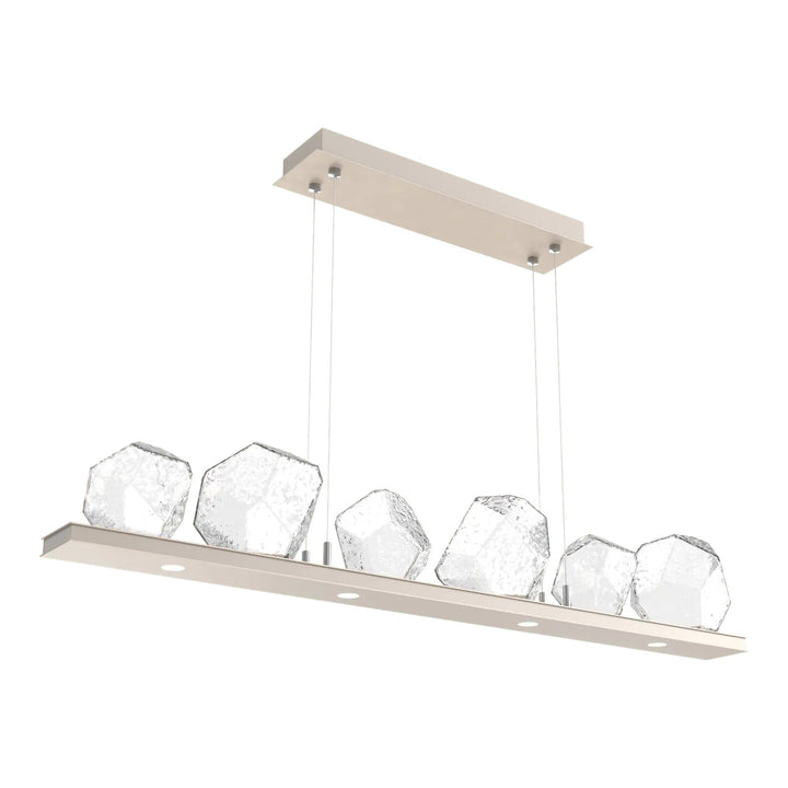 Gem Linear Chandelier by Hammerton Studio in Beige Silver with Clear glass (Small)