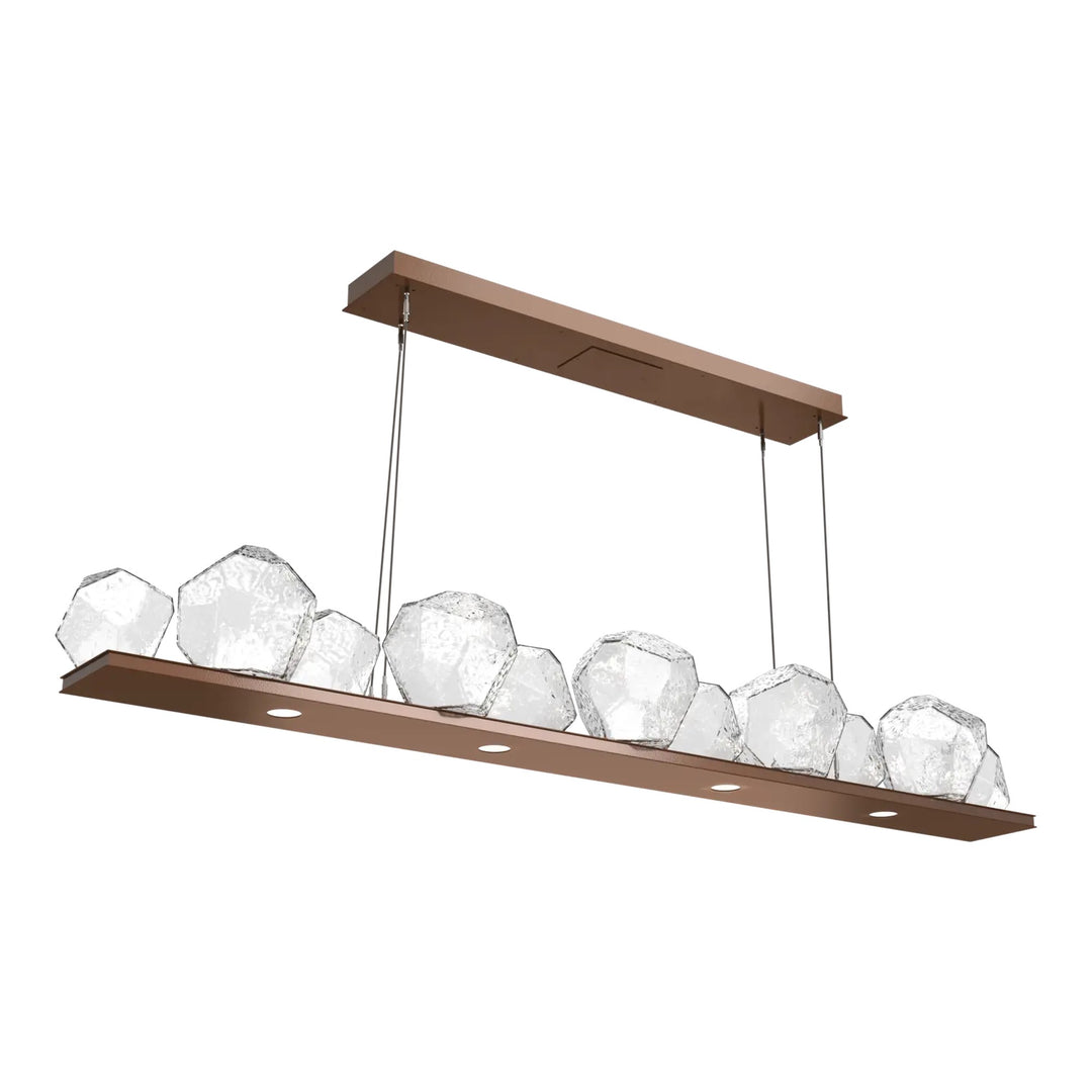 Gem Linear Chandelier by Hammerton Studio in Burnished Bronze with Clear glass (Large)