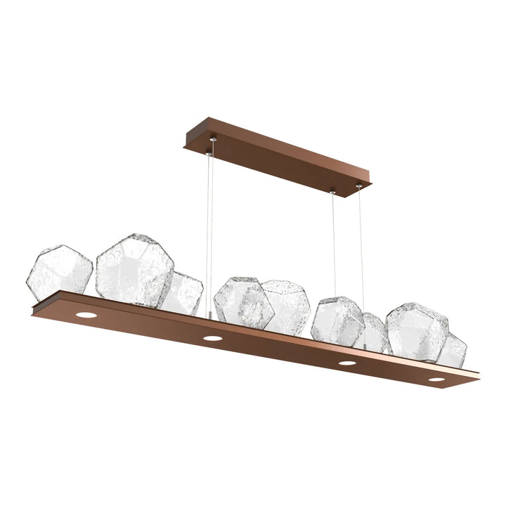 Gem Linear Chandelier by Hammerton Studio in Burnished Bronze with Clear glass (Medium)