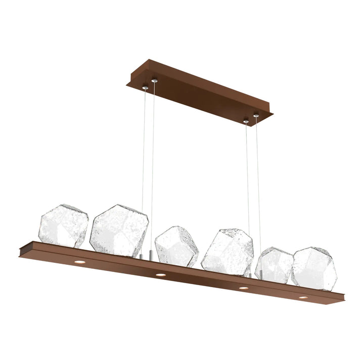 Gem Linear Chandelier by Hammerton Studio in Burnished Bronze with Clear glass (Small)