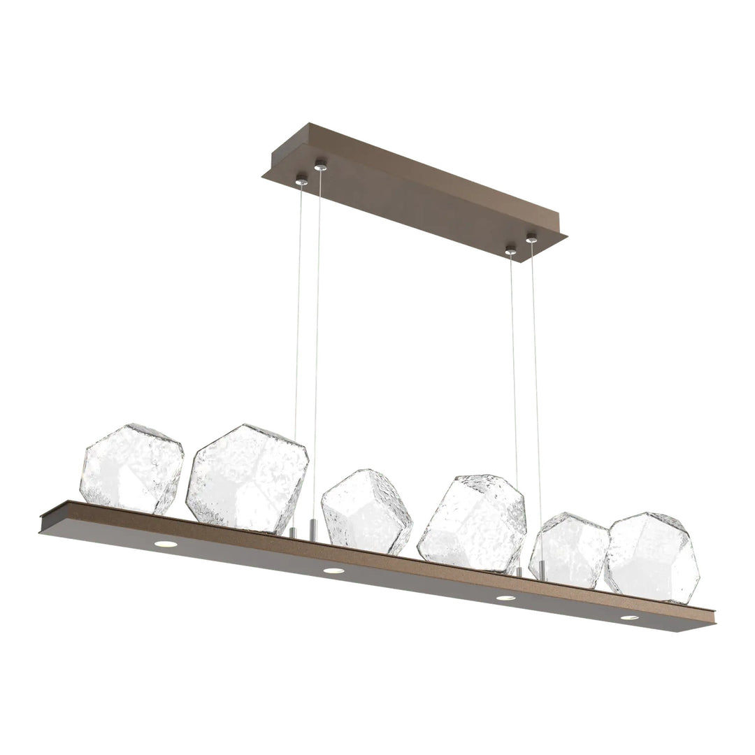 Gem Linear Chandelier by Hammerton Studio in Flat Bronze with Clear glass (Small)