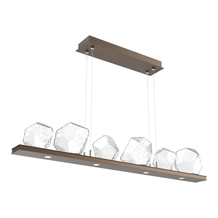Gem Linear Chandelier by Hammerton Studio in Flat Bronze with Clear glass (Small)