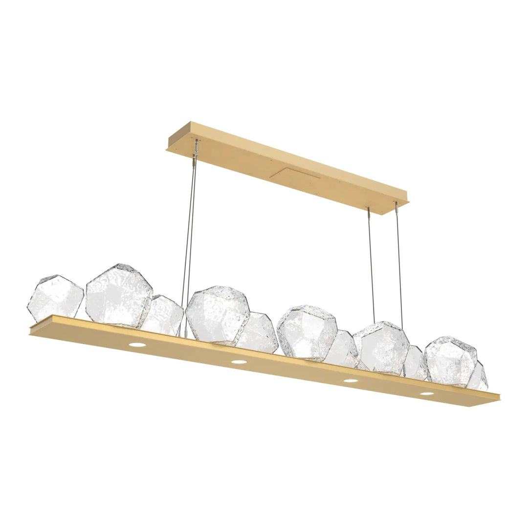 Gem Linear Chandelier by Hammerton Studio in Gilded Brass with Clear glass (Large)