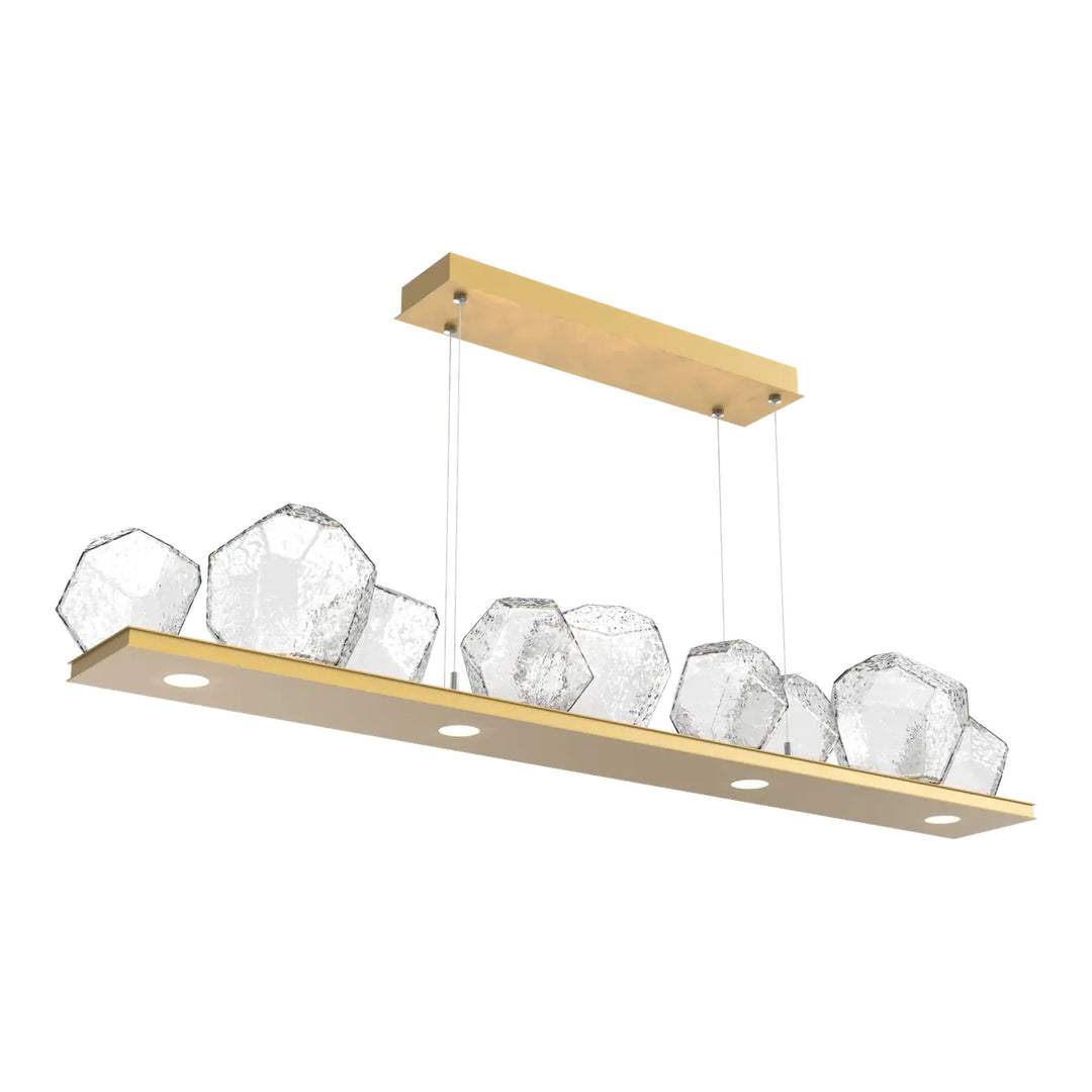 Gem Linear Chandelier by Hammerton Studio in Gilded Brass with Clear glass (Medium)