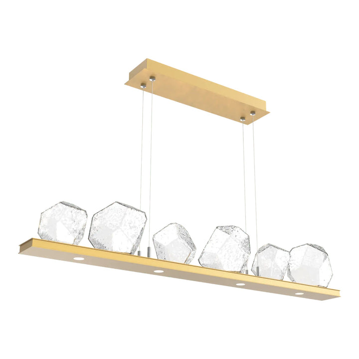 Gem Linear Chandelier by Hammerton Studio in Gilded Brass with Clear glass (Small)