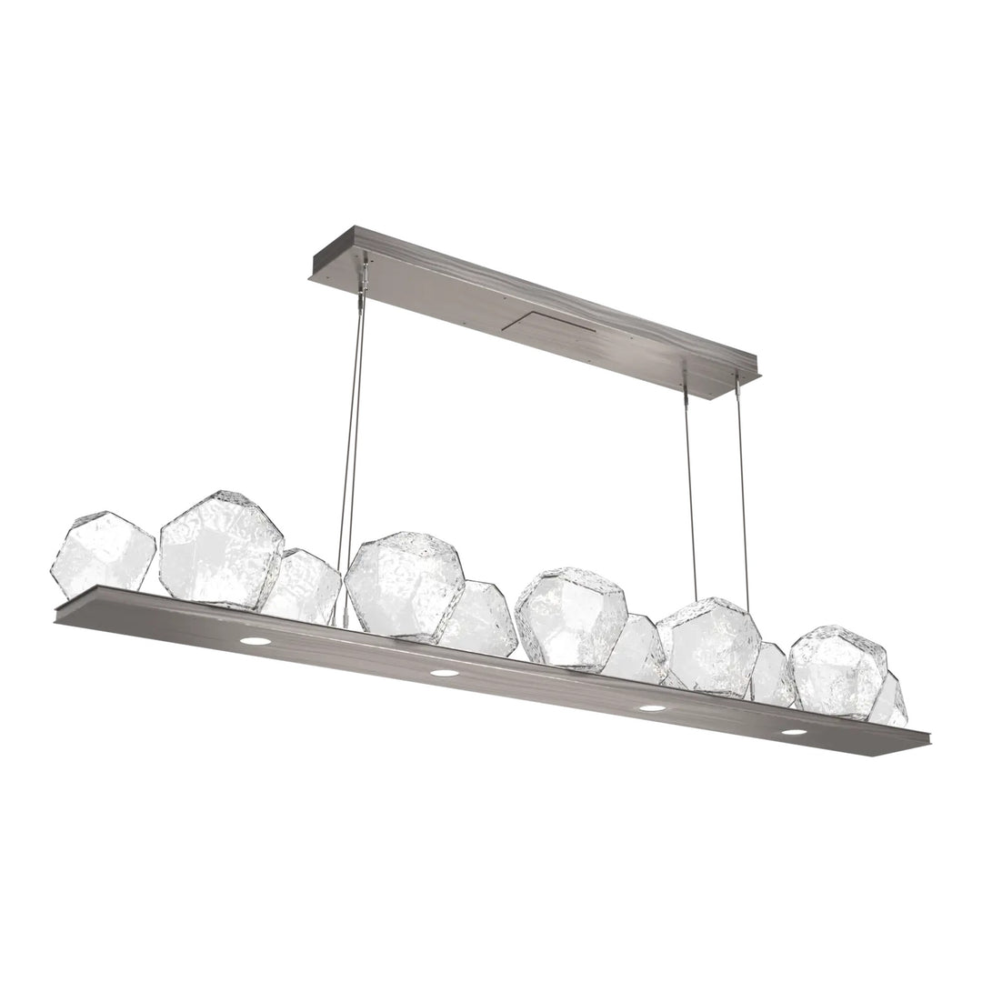 Gem Linear Chandelier by Hammerton Studio in Gunmetal with Clear glass (Large)