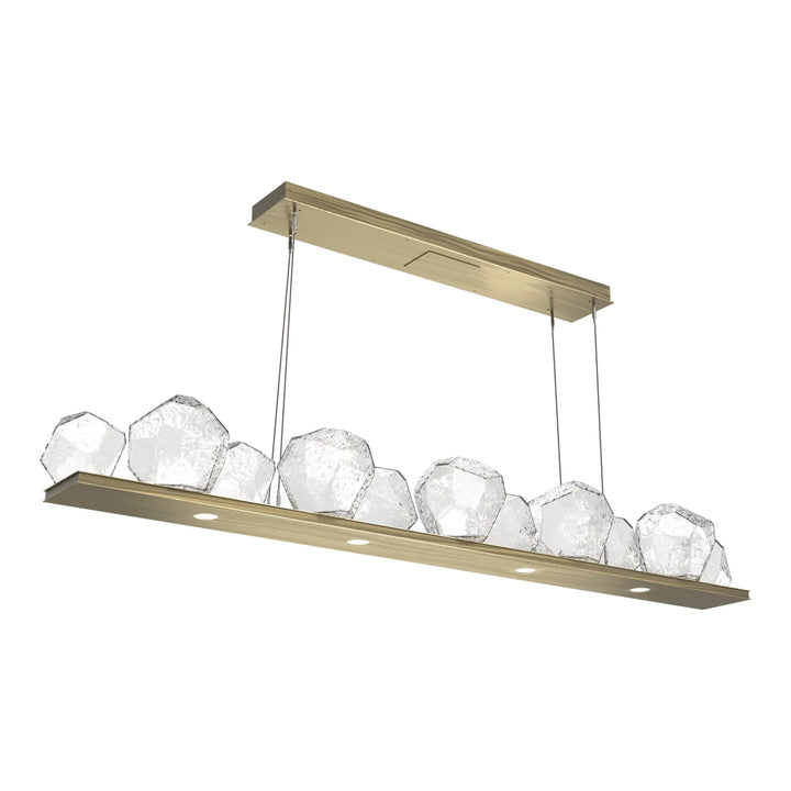 Gem Linear Chandelier by Hammerton Studio in Heritage Brass with Clear glass (Large)
