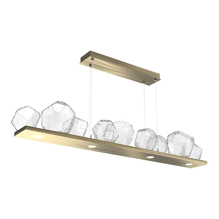 Gem Linear Chandelier by Hammerton Studio in Heritage Brass with Clear glass (Medium)