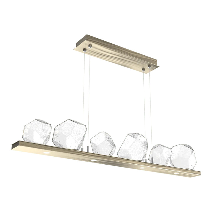 Gem Linear Chandelier by Hammerton Studio in Heritage Brass with Clear glass (Small)