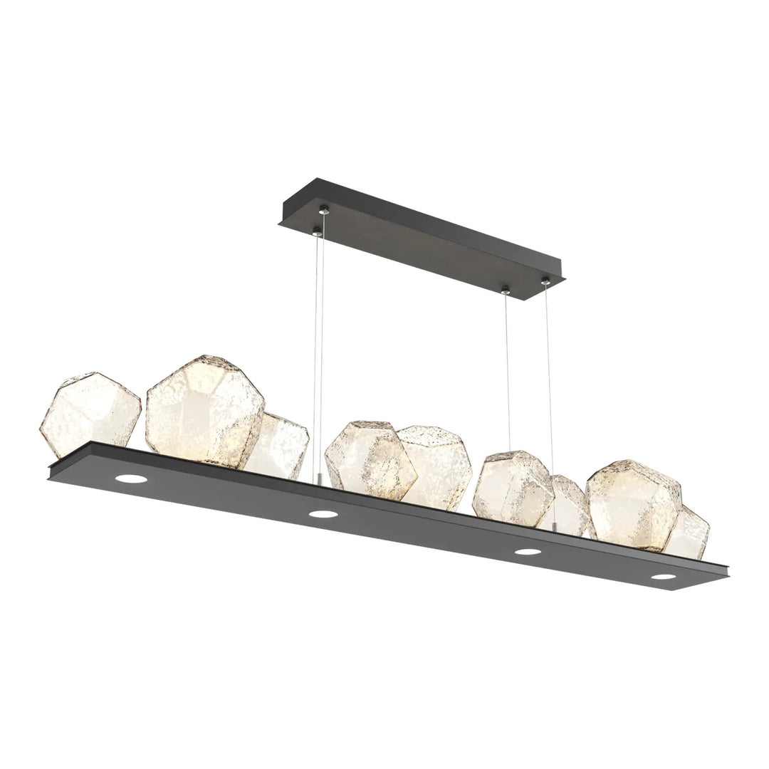 Gem Linear Chandelier by Hammerton Studio in Matte Black with Amber glass