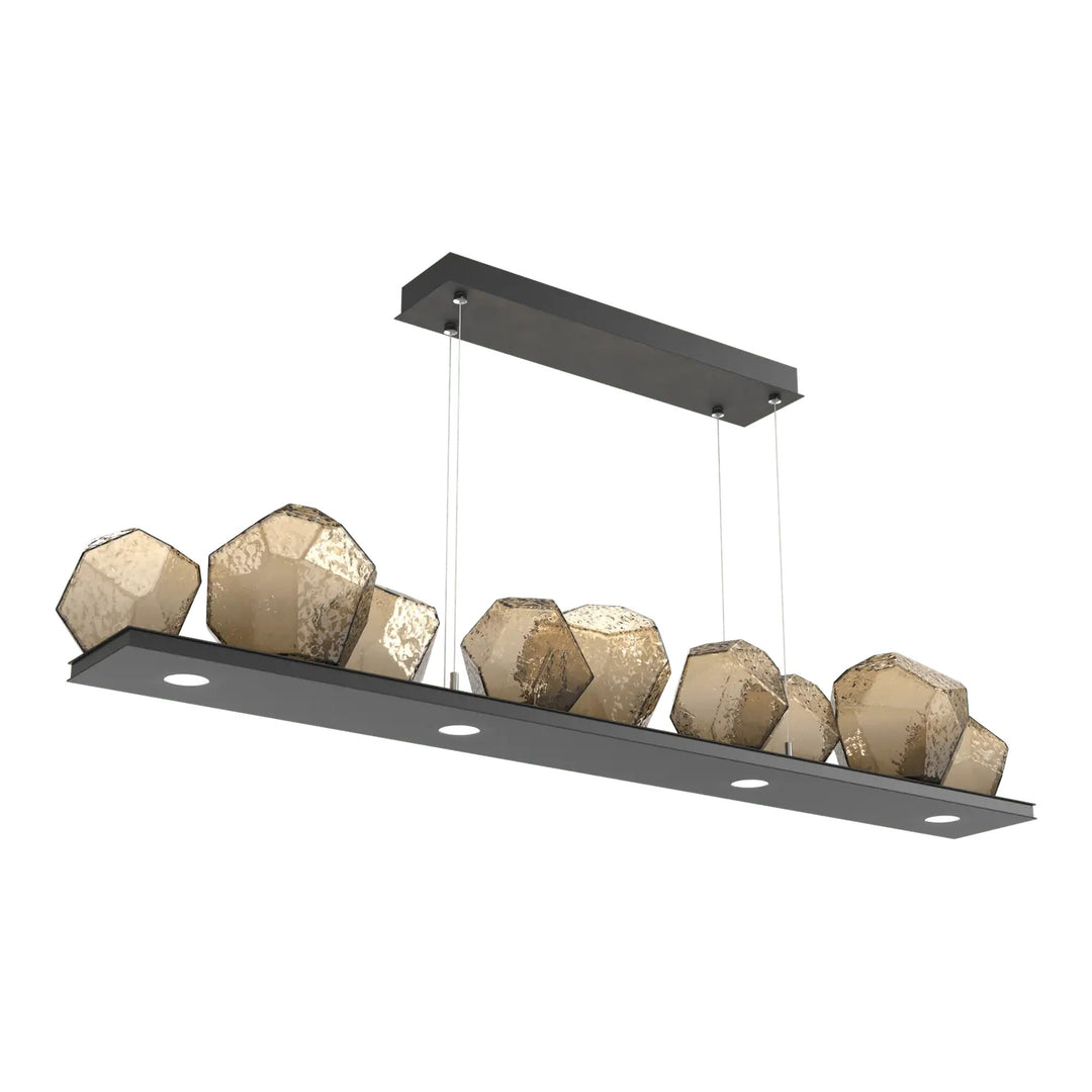 Gem Linear Chandelier by Hammerton Studio in Matte Black with Bronze glass