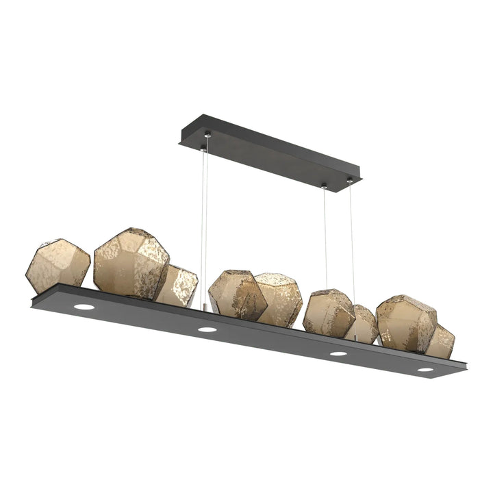 Gem Linear Chandelier by Hammerton Studio in Matte Black with Bronze glass