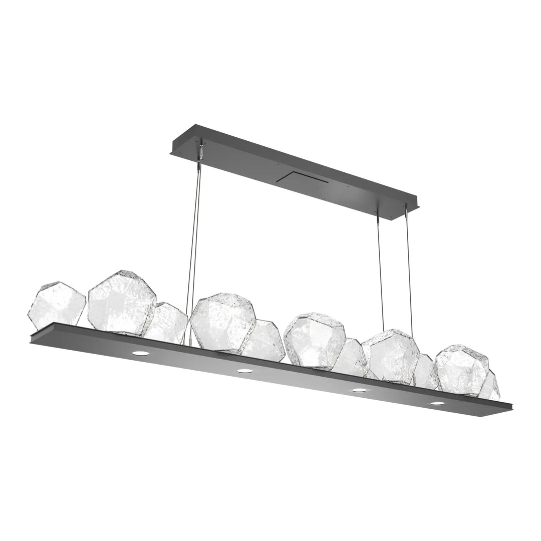 Gem Linear Chandelier by Hammerton Studio in Matte Black with Clear glass (Large)