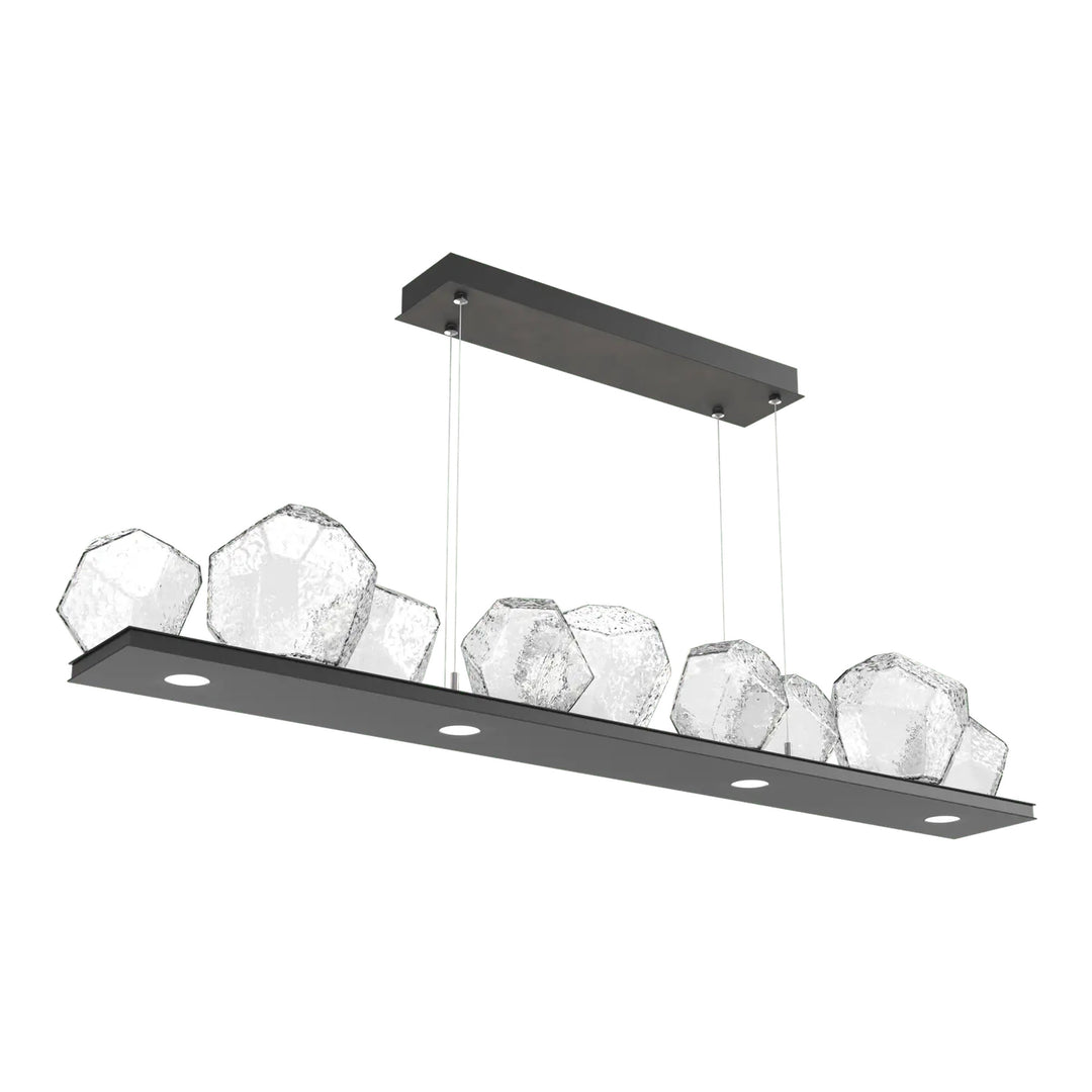 Gem Linear Chandelier by Hammerton Studio in Matte Black with Clear glass (Medium)