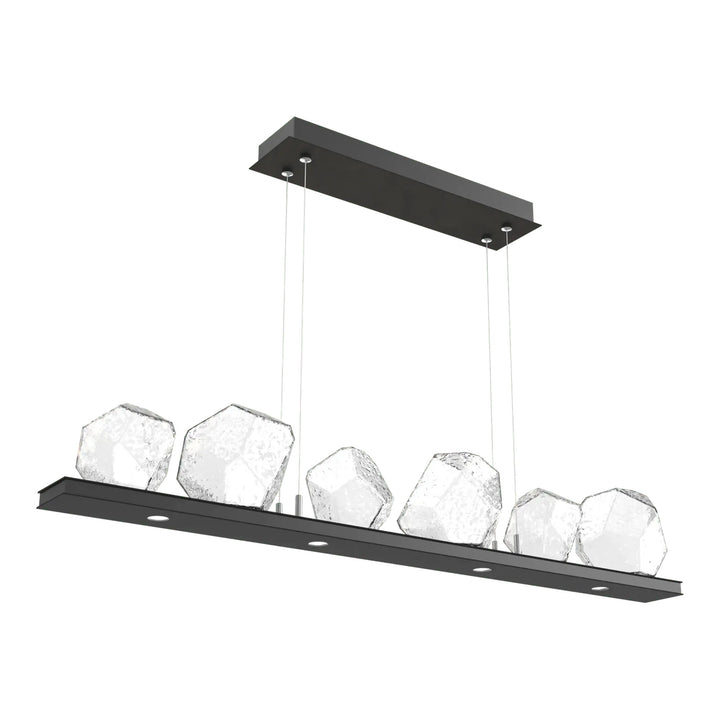 Gem Linear Chandelier by Hammerton Studio in Matte Black with Clear glass (Small)