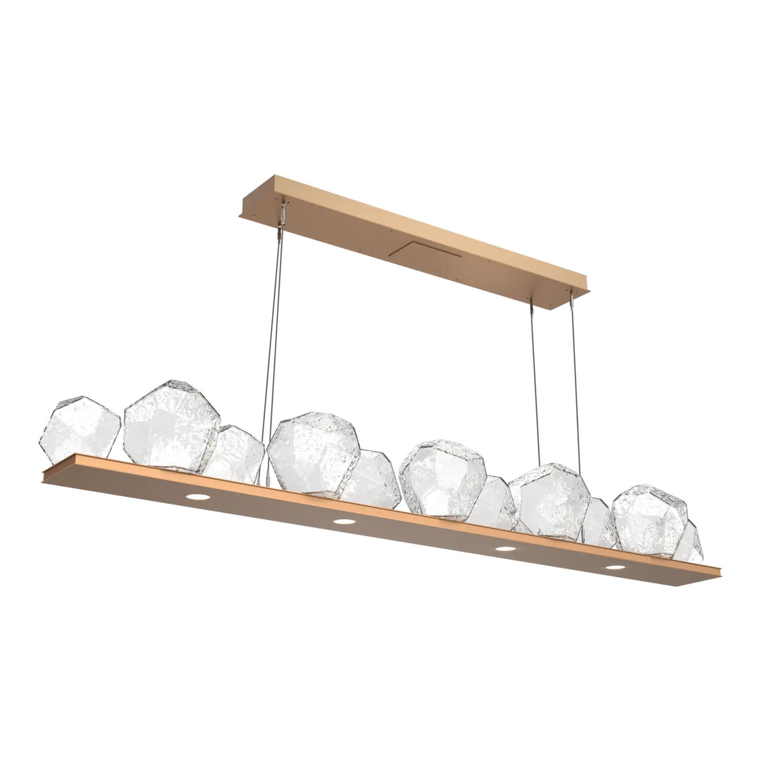 Gem Linear Chandelier by Hammerton Studio in Novel Brass with Clear glass (Large)