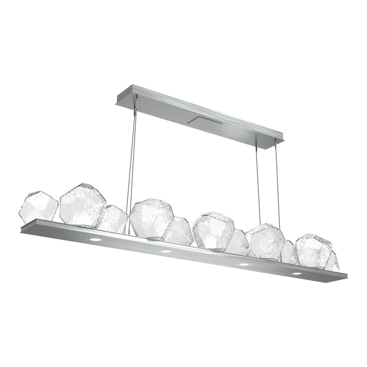 Gem Linear Chandelier by Hammerton Studio in Satin Nickel with Clear glass (Large)