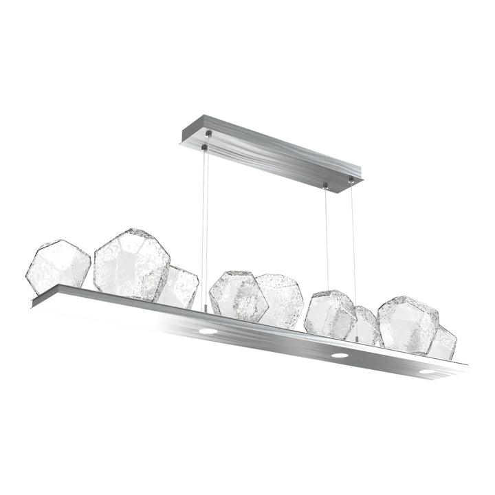 Gem Linear Chandelier by Hammerton Studio in Satin Nickel with Clear glass (Medium)