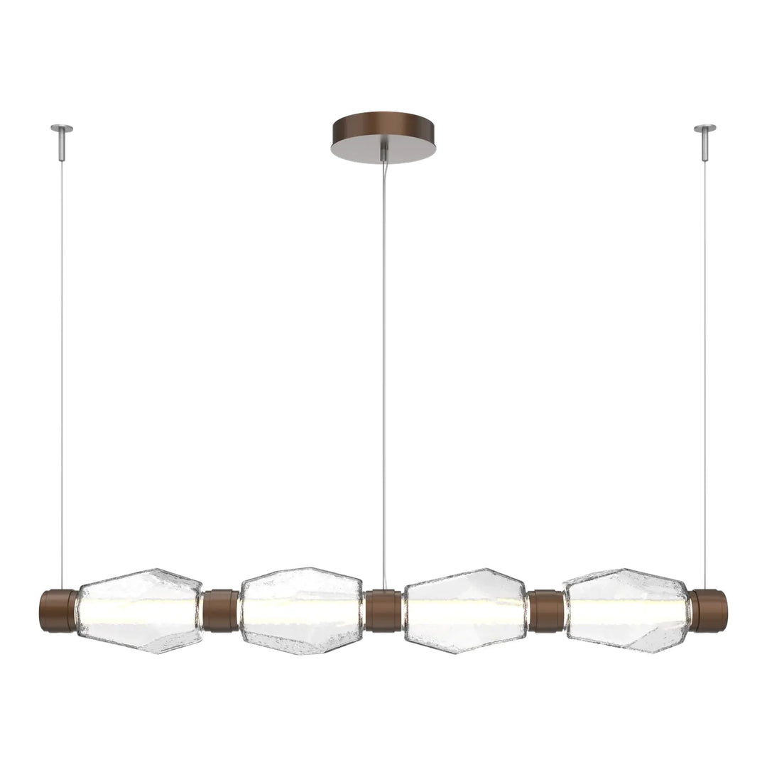 Gem Mandrel Chandelier by Hammerton Studio in Burnished Bronze with Clear glass (Medium)