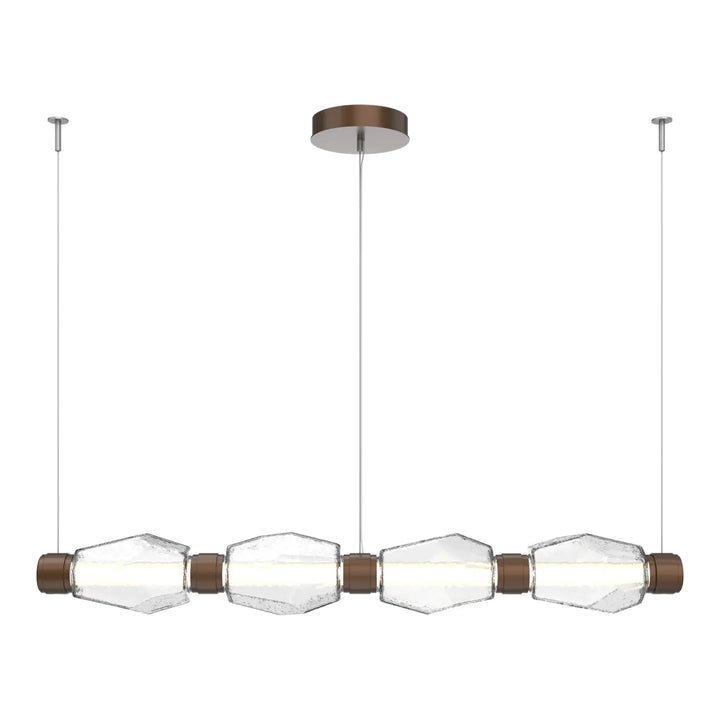 Gem Mandrel Chandelier by Hammerton Studio in Burnished Bronze with Clear glass (Medium)