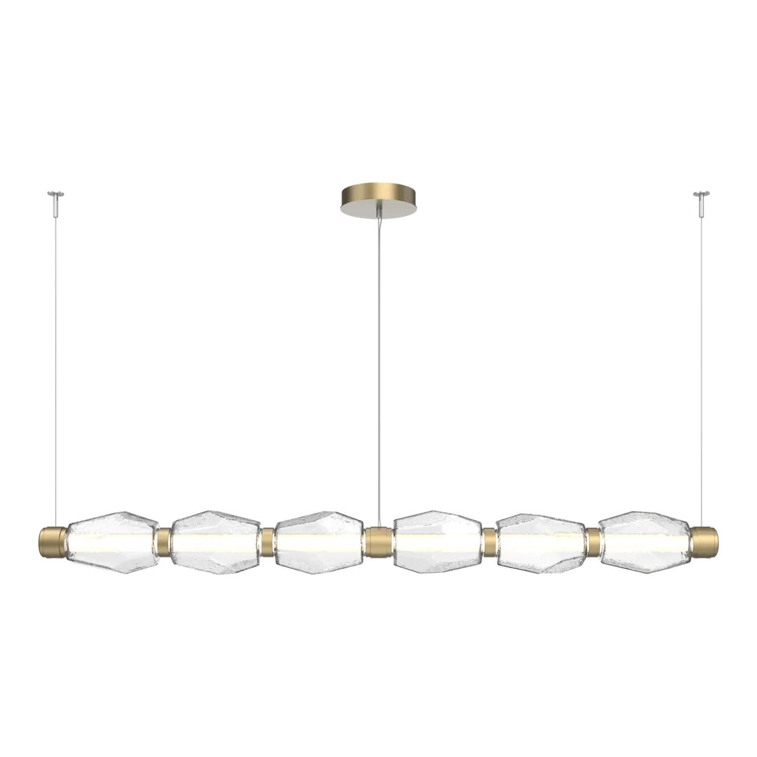 Gem Mandrel Chandelier by Hammerton Studio in Gilded Brass with Clear glass (Large)