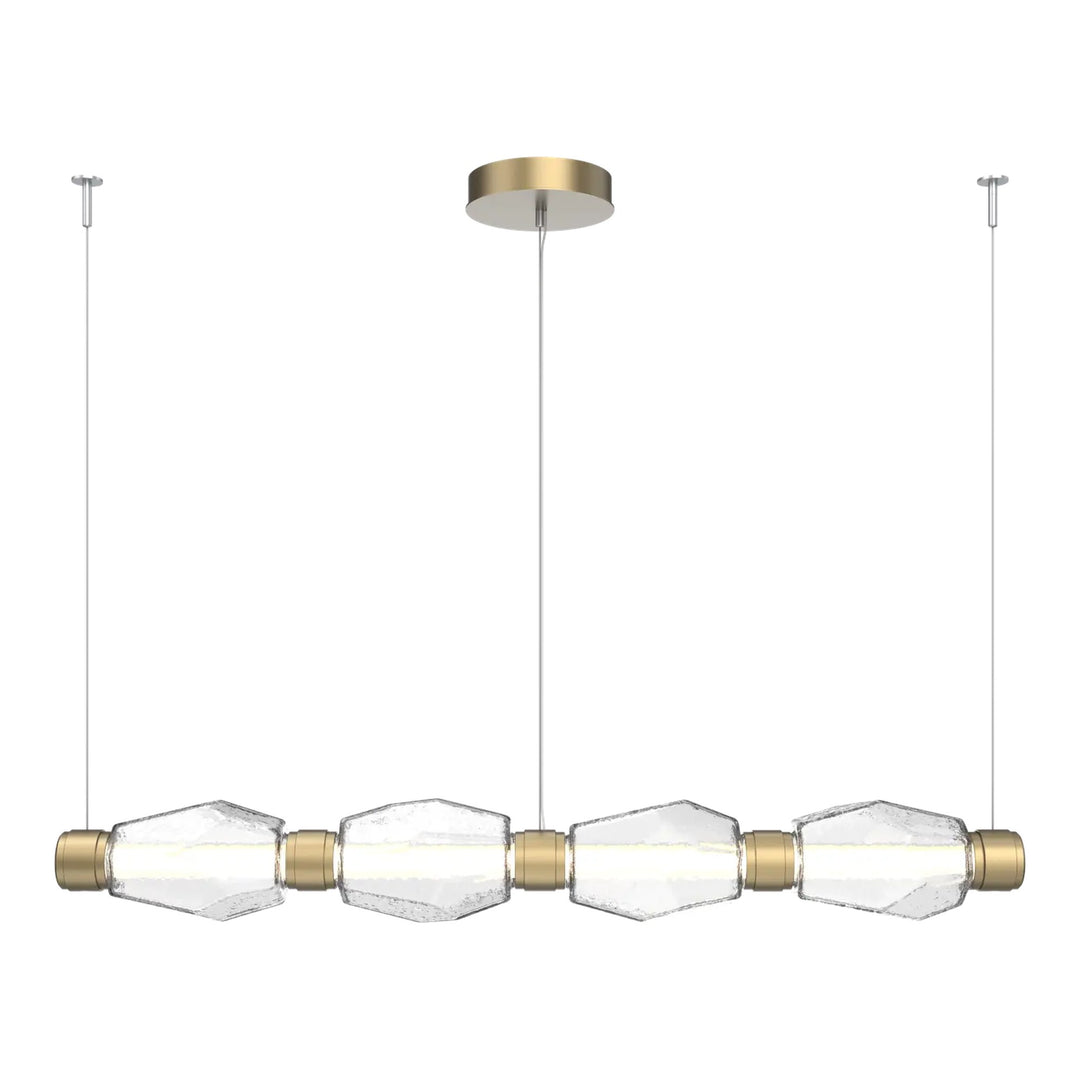 Gem Mandrel Chandelier by Hammerton Studio in Gilded Brass with Clear glass (Medium)