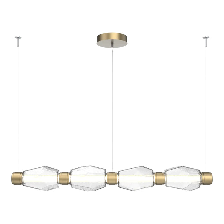 Gem Mandrel Chandelier by Hammerton Studio in Gilded Brass with Clear glass (Medium)