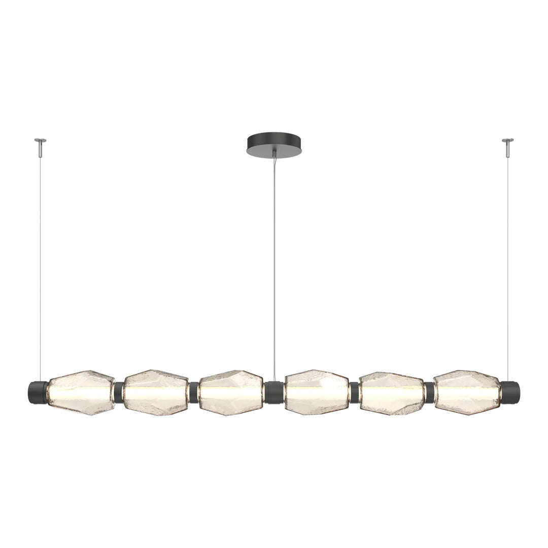 Gem Mandrel Chandelier by Hammerton Studio in Matte Black with Amber glass