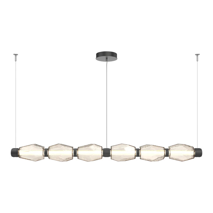 Gem Mandrel Chandelier by Hammerton Studio in Matte Black with Amber glass