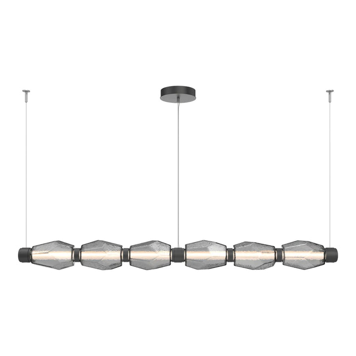 Gem Mandrel Chandelier by Hammerton Studio in Matte Black with Smoke glass