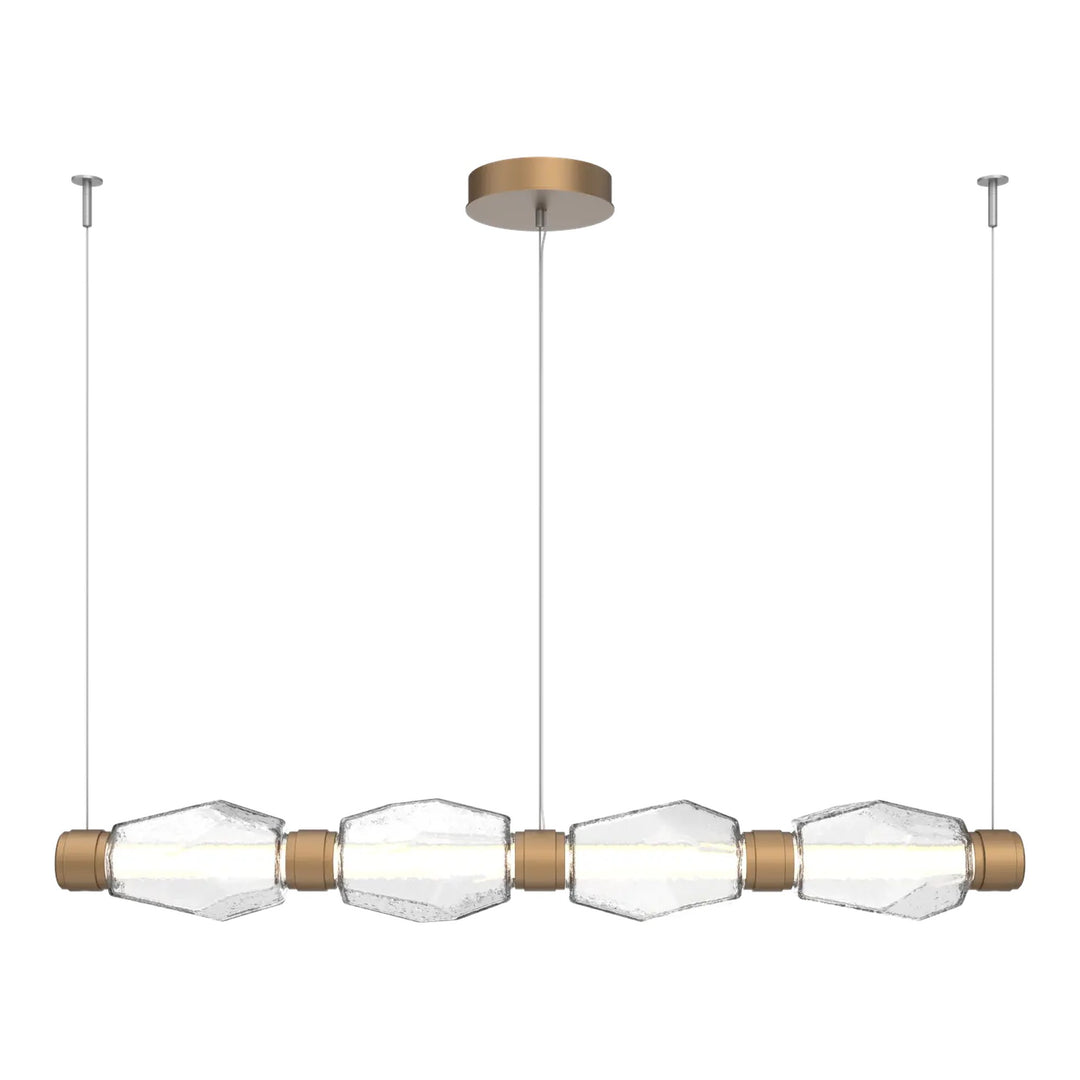 Gem Mandrel Chandelier by Hammerton Studio in Novel Brass with Clear glass (Medium)
