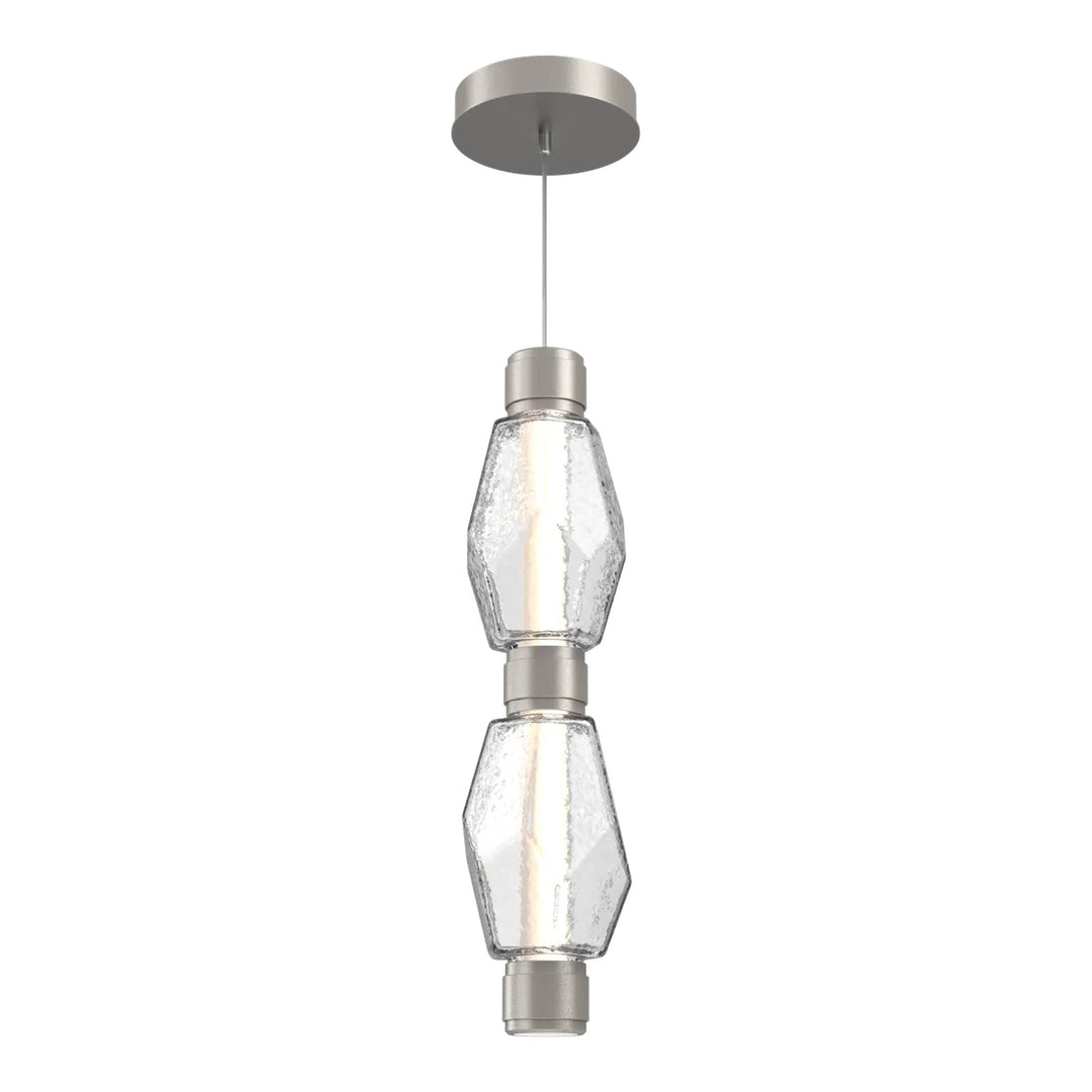Gem Mandrel Double Pendant by Hammerton Studio in Beige Silver with Clear glass