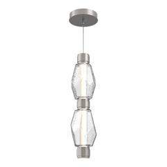 Gem Mandrel Double Pendant by Hammerton Studio in Beige Silver with Clear glass