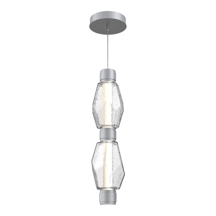 Gem Mandrel Double Pendant by Hammerton Studio in Classic Silver with Clear glass
