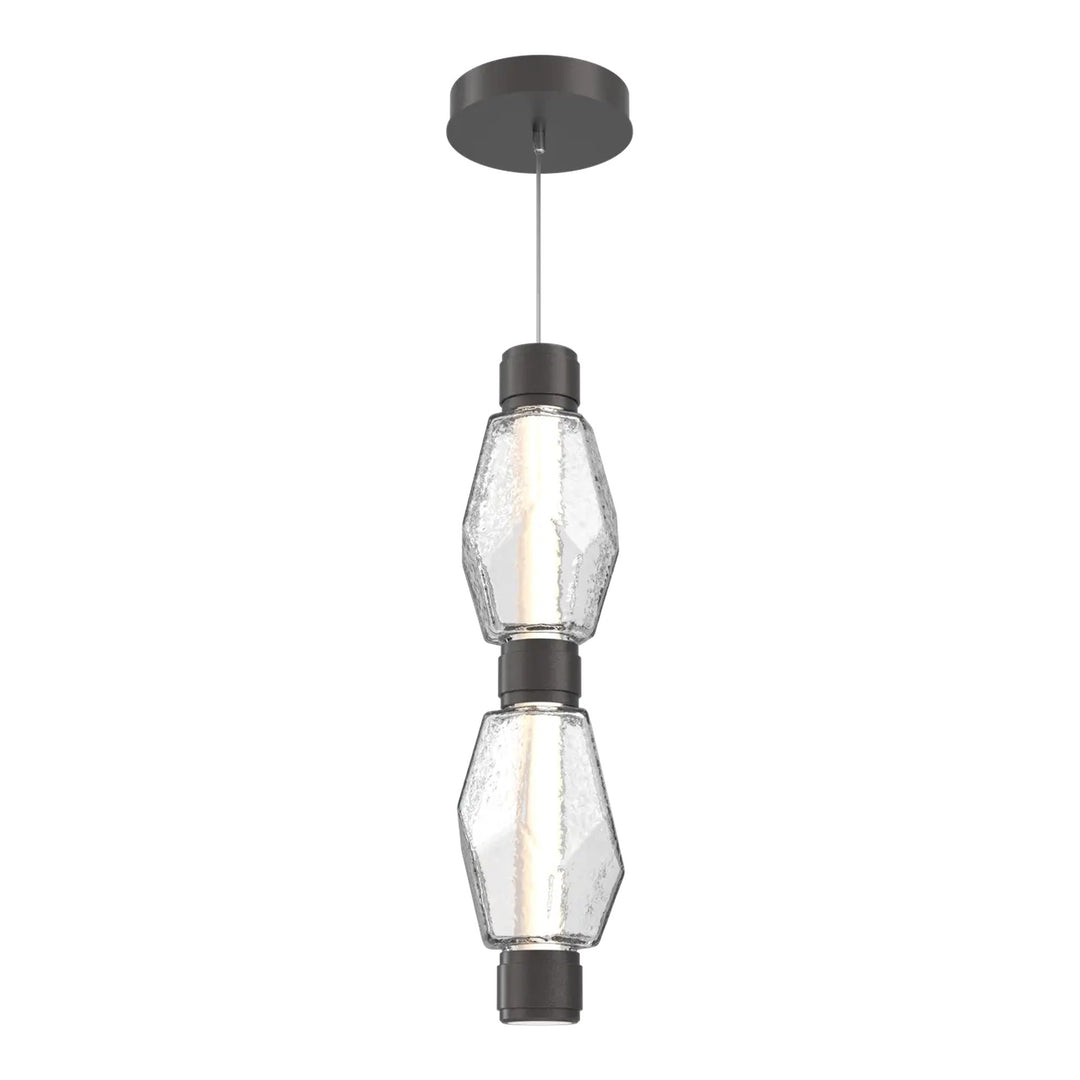 Gem Mandrel Double Pendant by Hammerton Studio in Graphite with Clear glass