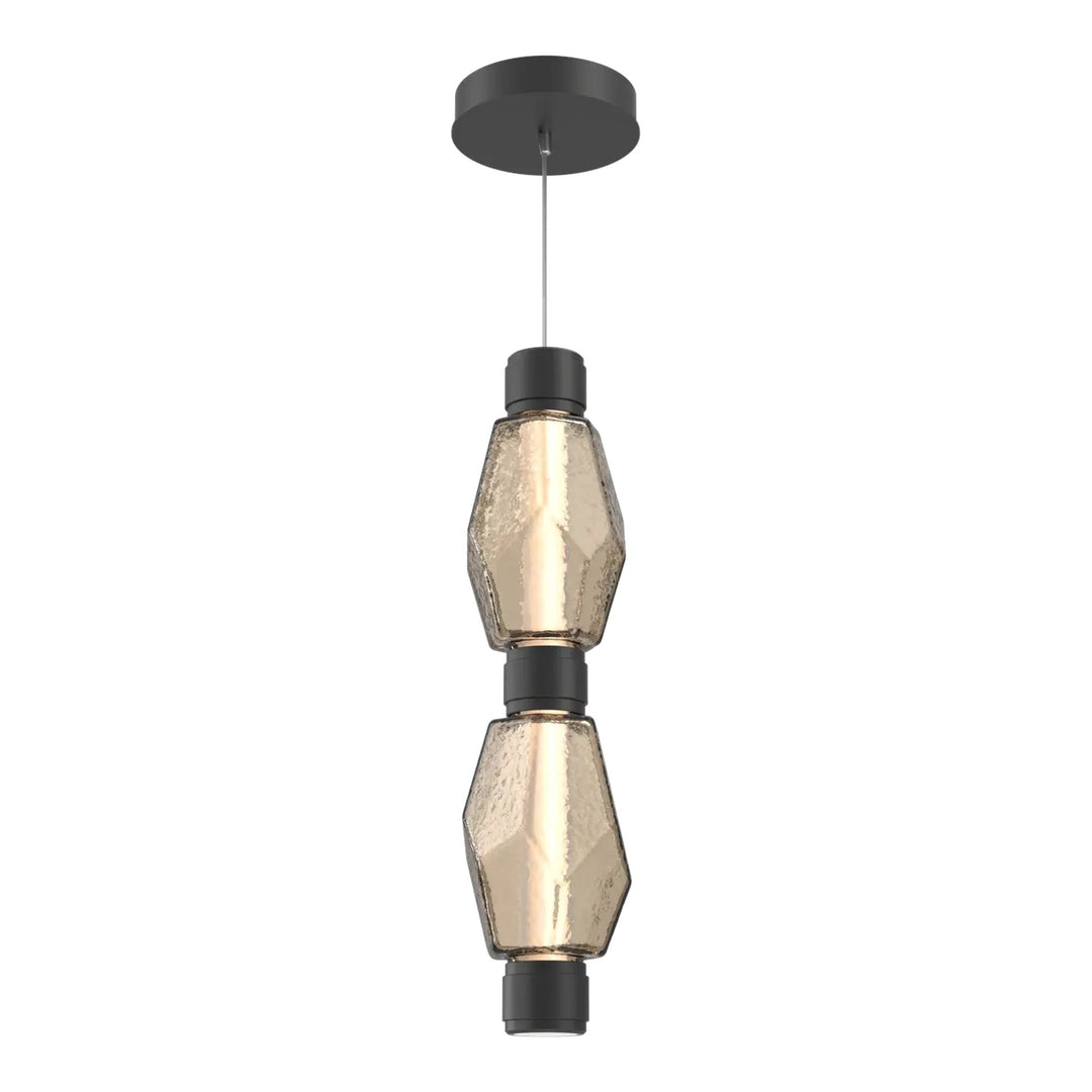 Gem Mandrel Double Pendant by Hammerton Studio in Matte Black with Bronze glass