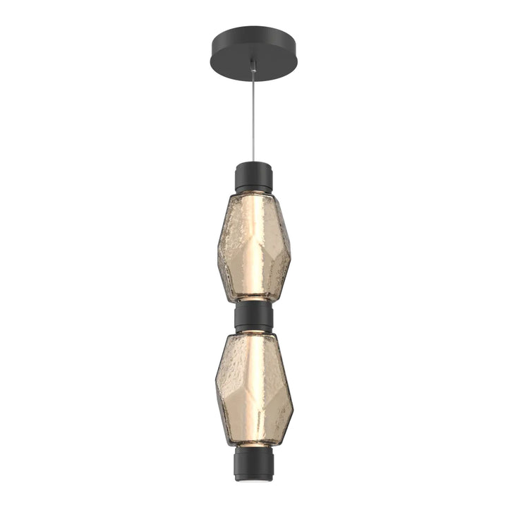 Gem Mandrel Double Pendant by Hammerton Studio in Matte Black with Bronze glass
