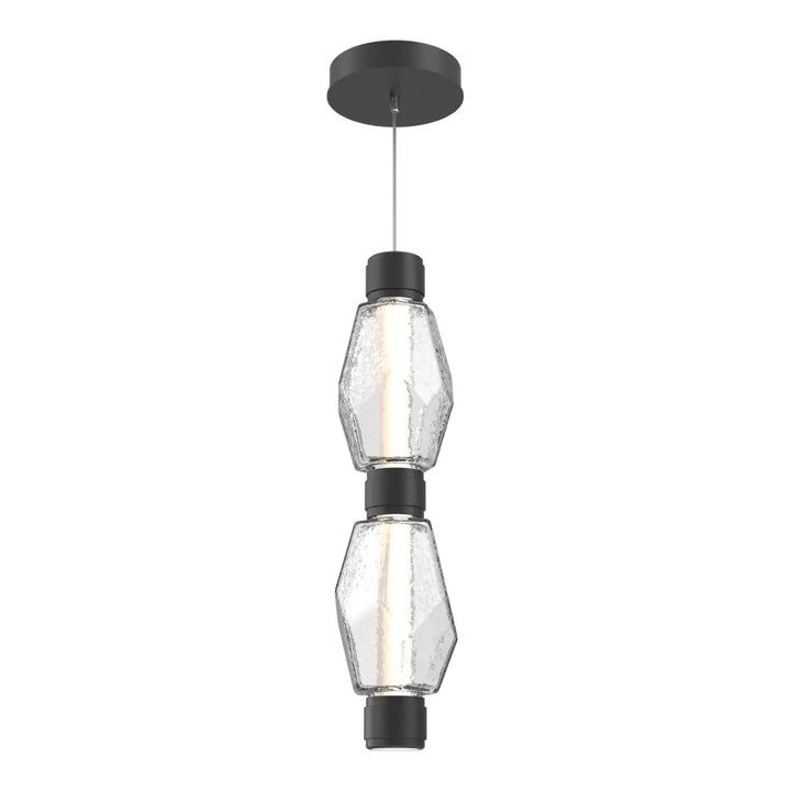 Gem Mandrel Double Pendant by Hammerton Studio in Matte Black with Clear glass