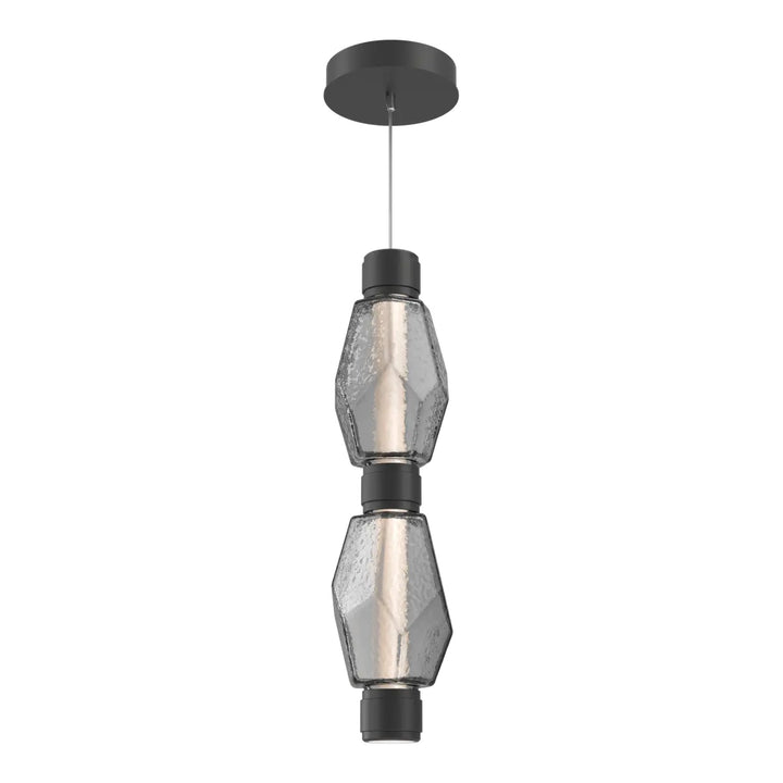 Gem Mandrel Double Pendant by Hammerton Studio in Matte Black with Smoke glass