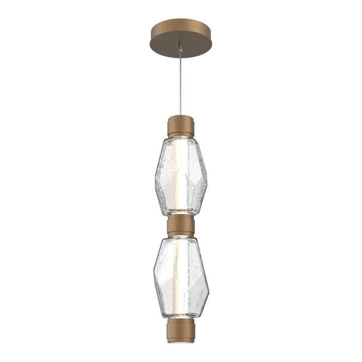 Gem Mandrel Double Pendant by Hammerton Studio in Novel Brass with Clear glass