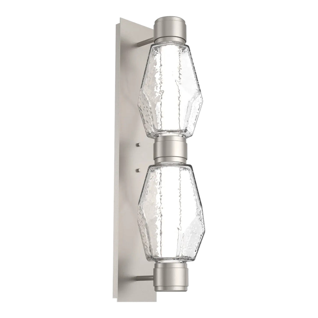 Gem Mandrel Double Sconce by Hammerton Studio in Beige Silver with Clear glass