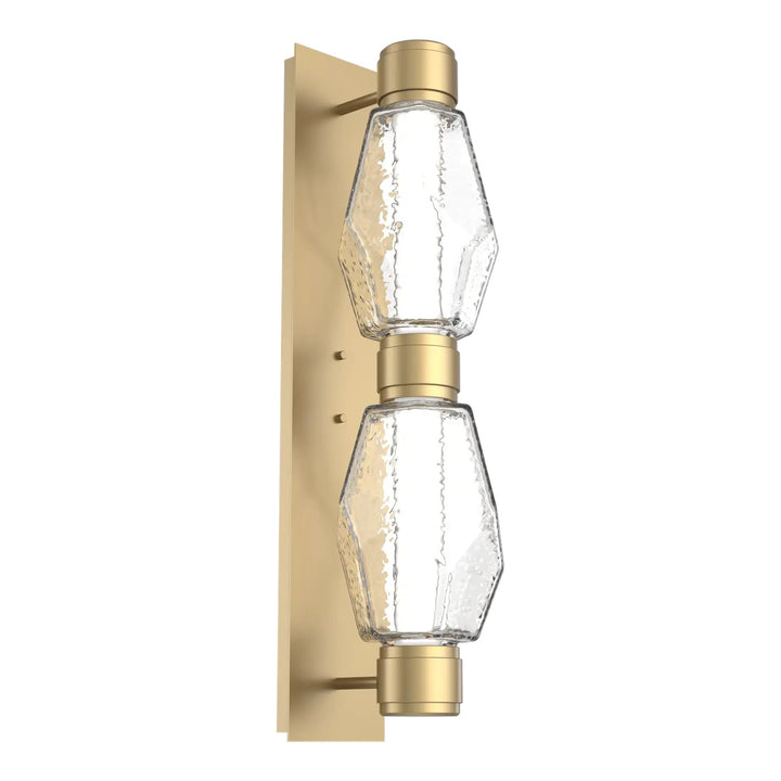 Gem Mandrel Double Sconce by Hammerton Studio in Gilded Brass with Clear glass