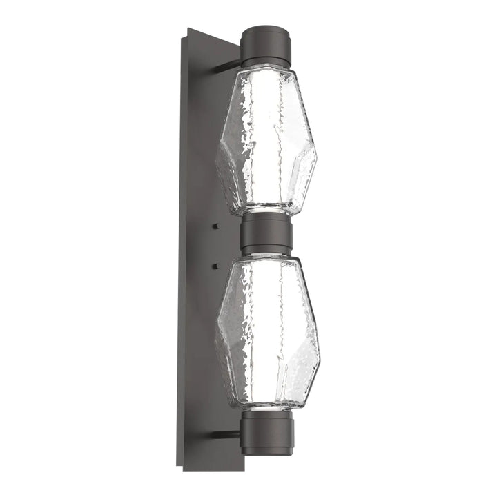 Gem Mandrel Double Sconce by Hammerton Studio in Graphite with Clear glass