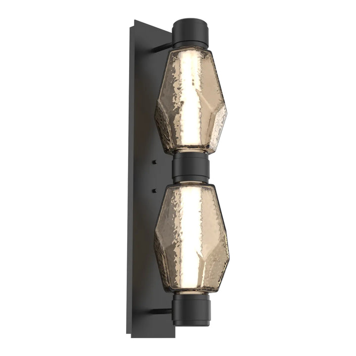 Gem Mandrel Double Sconce by Hammerton Studio in Matte Black with Bronze glass