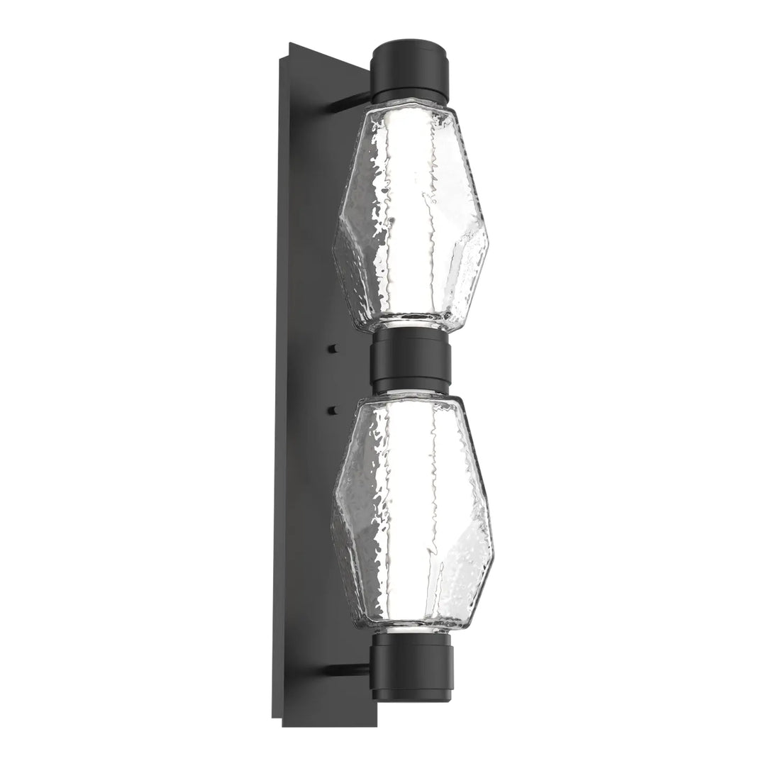 Gem Mandrel Double Sconce by Hammerton Studio in Matte Black with Clear glass