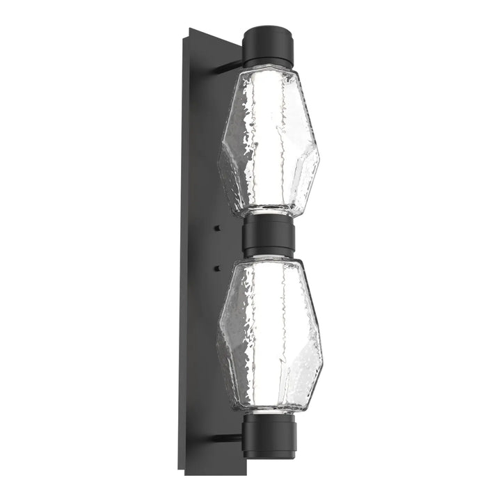 Gem Mandrel Double Sconce by Hammerton Studio in Matte Black with Clear glass