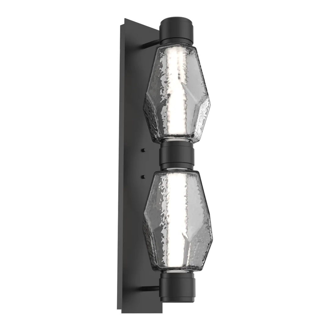 Gem Mandrel Double Sconce by Hammerton Studio in Matte Black with Smoke glass