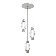 Gem Mandrel Round Pendant Chandelier by Hammerton Studio in Beige Silver with Clear glass (3 Lights)