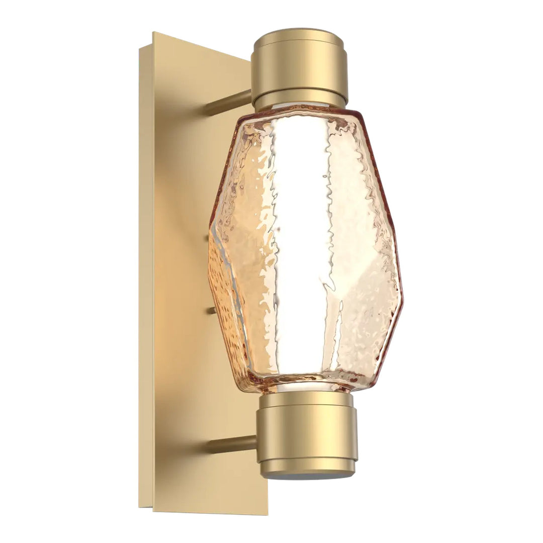 Gem Mandrel Sconce by Hammerton Studio in Gilded Brass with Amber glass